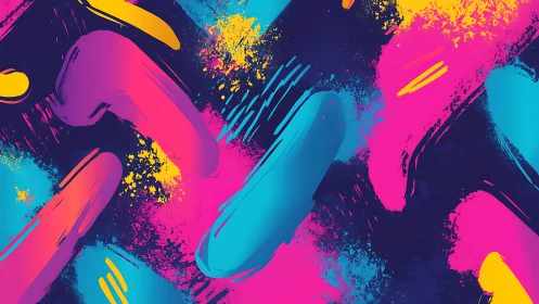 Neon brushstroke abstract with dynamic chromatic layering.