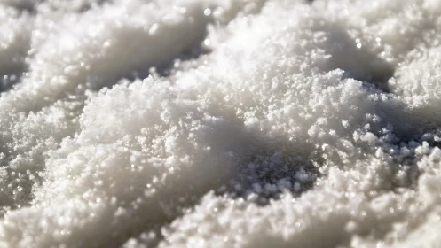 Photographic macro study of crystalline snow surface texture.