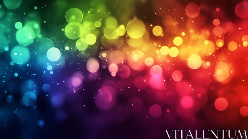 Multicolor bokeh light pattern on dark blurred background.