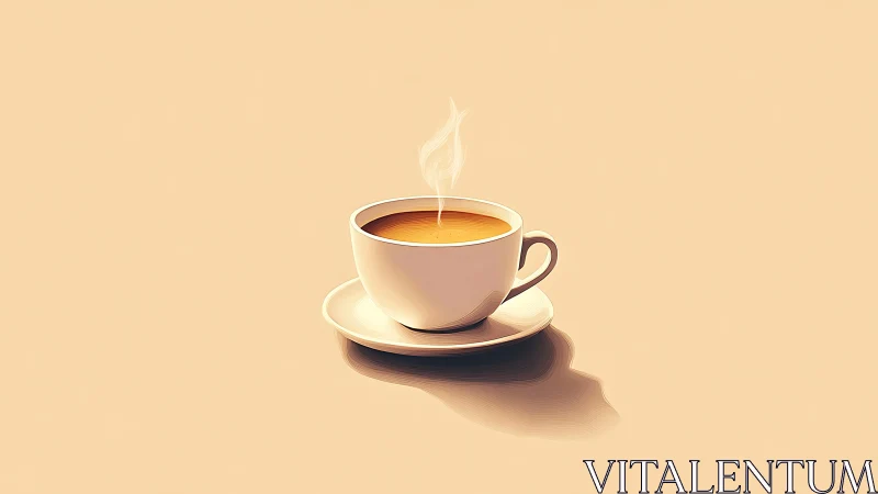 Steam-kissed coffee cup floating in a hush of beige calm.