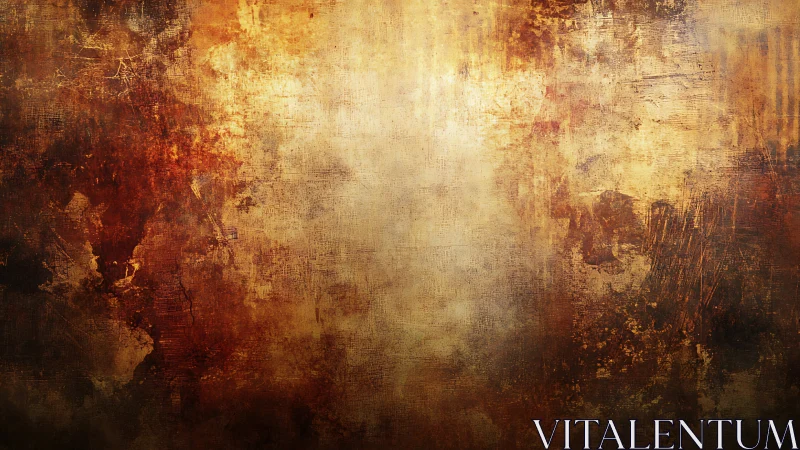 Textured rust and ochre abstract with distressed patina field.