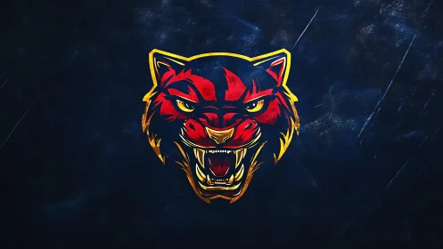 Scarlet thunder cat lunges from midnight smoke and roar