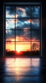 Sunrise casts vivid reflections across minimalist floor