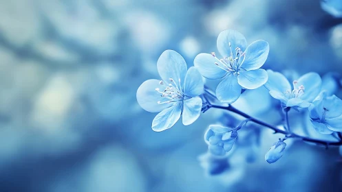 Delicate Blue Blossoms in Soft Focus Light