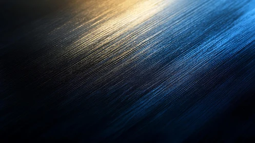 Metallic Surface Texture with Blue and Gold Lighting, Abstract Style.