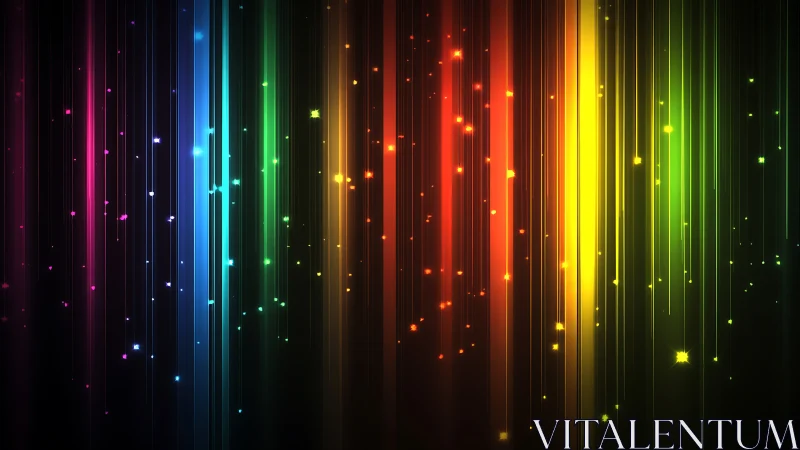 Vertical spectrum light trails in abstract digital composition.