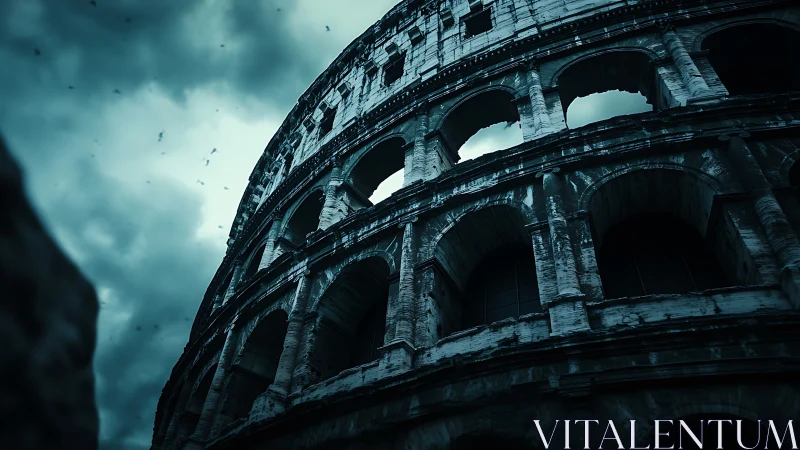 Colosseum exterior is shown from a low, angled viewpoint