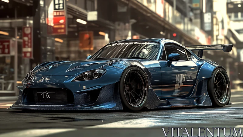 Midnight tuner beast prowls through neon soaked city canyons