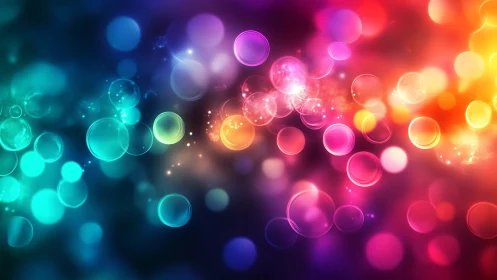 Chromatic bokeh particle field with radial light diffusion.
