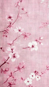 Soft pink blossoms drifting across a gentle linen sky.