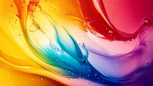 Sweeping rainbow waves dance in vibrant liquid color