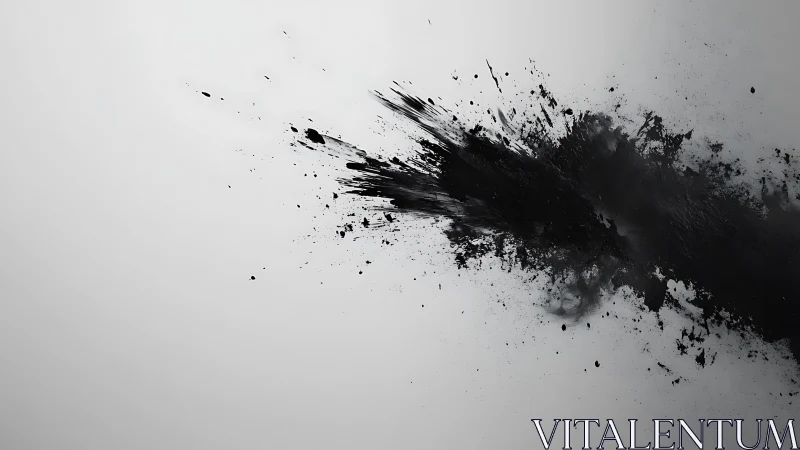 Ink comet explodes across silence of a pale horizon.