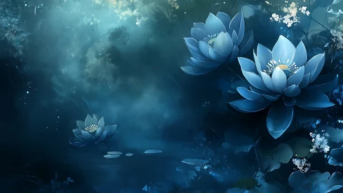 Luminous Lotus Dreams: Aquatic Meditation in Twilight Waters.