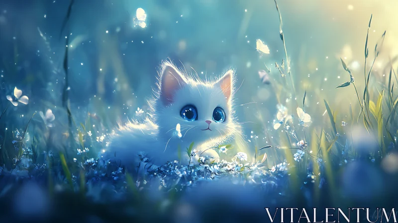 Luminous Kitten Dreams in Wildflower Reverie.