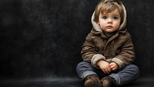 Child Portrait with Warm Tonality and Studio Lighting Setup.