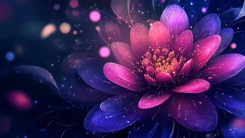 Spectral gradient lotus rendered as luminous digital bloom.