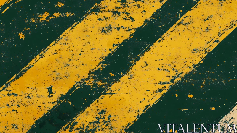 Weathered yellow diagonal stripes on dark textured ground.