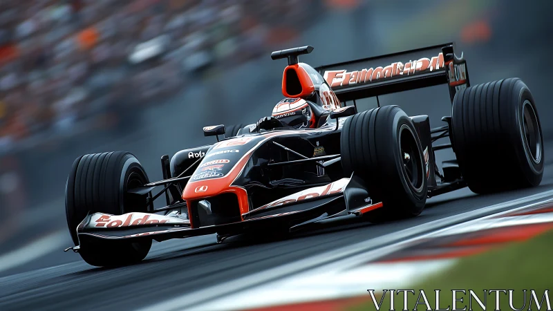 Scarlet thunder racer knifes through the apex at full fury.