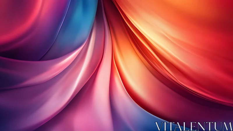 Gradient-lit satin folds form dynamic multi-chromatic wave surfaces