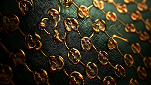 Parametric golden lattice over embossed emerald substrate.