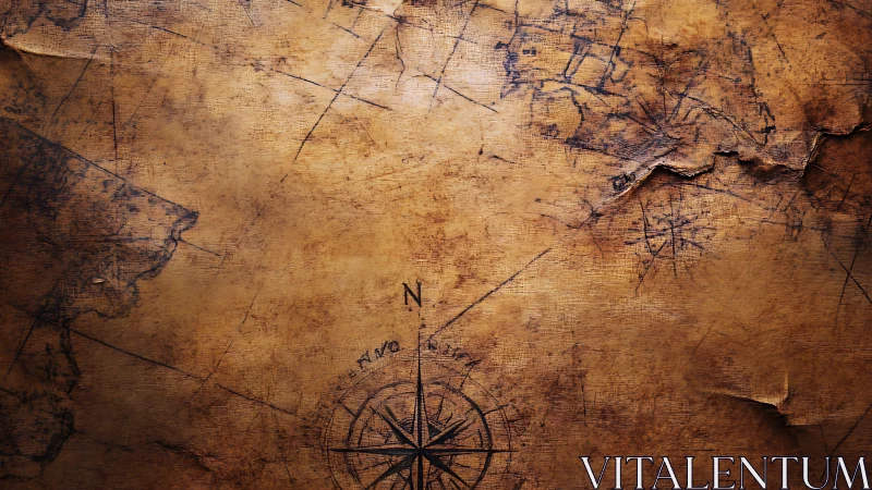 Weathered nautical parchment with compass rose topology.
