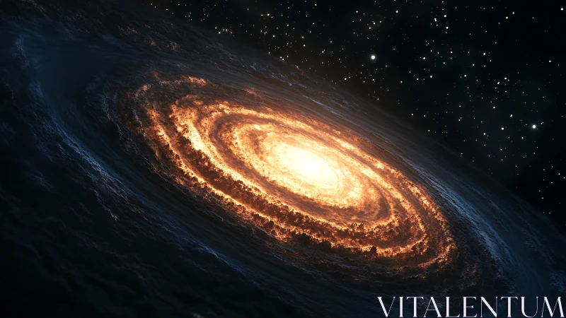 Molten spiral galaxy swirling like a cosmic ember bloom.