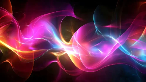 Spectral light waves form luminous flowing ribbons on dark field