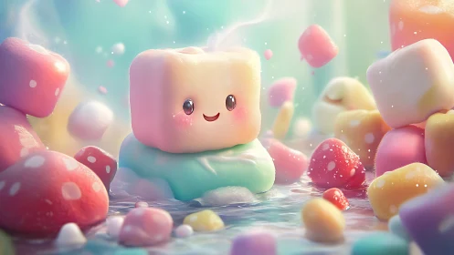 Marshmallow Dreams: Candy World's Cheerful Guardian.