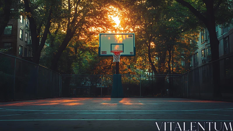 Sunlit city court where quiet asphalt waits for dreams.