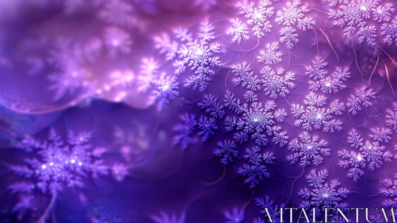 Luminous violet fractal blooms unfold in a cosmic drift.