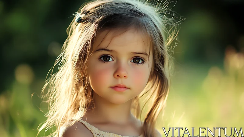 Young girl with light brown hair in soft natural outdoor lighting