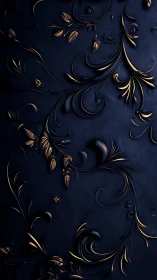 Dark baroque floral scrollwork with golden metallic highlights.