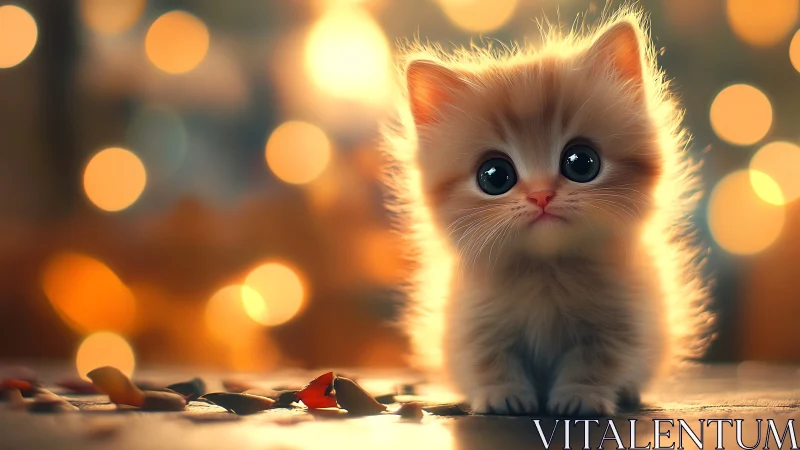 Luminescent Kitten's Candlelit Reverie.