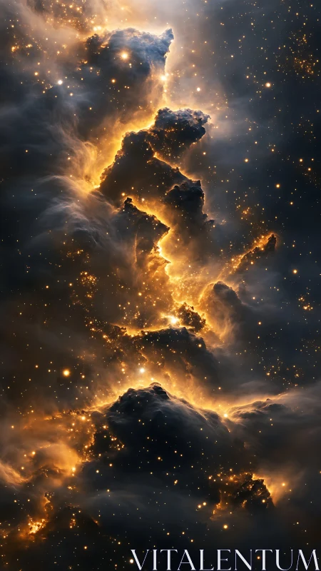 Star-forged storm pillars ignite a blazing cosmic staircase.