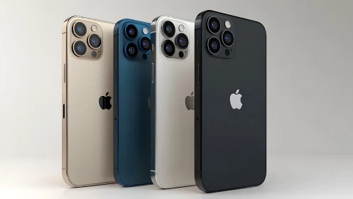 iPhone 12 Pro lineup displayed in four premium color finishes