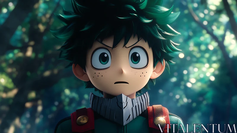 Wide-eyed forest hero pauses in a moment of wonder.