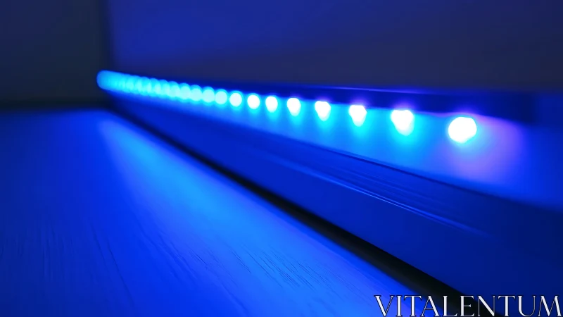 Linear blue LED strip in low-angle optical depth study.