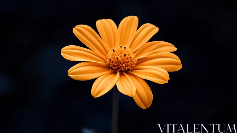 Radiant Orange Daisy Against a Deep Twilight Sky.