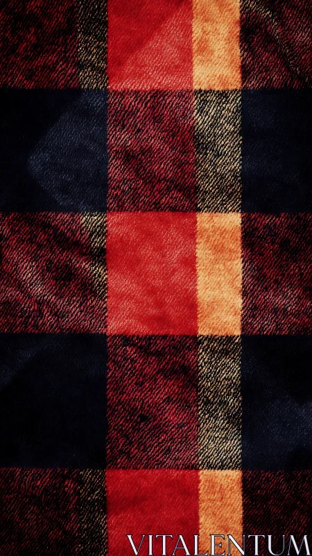 Classic Tartan Pattern Woven in Red Navy and Gold Tones