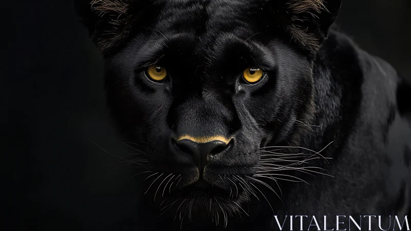 Striking Black Panther Portrait with Golden Eyes.