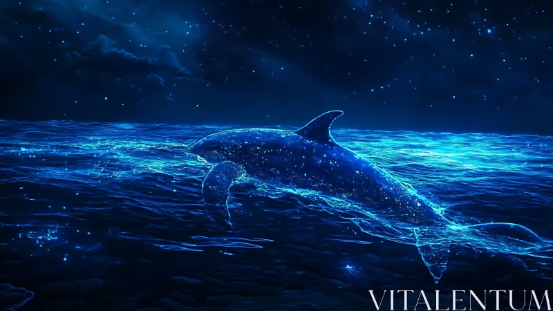 Starlit dolphin stitches constellations across a neon sea