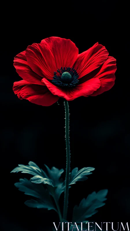 Crimson Poppy Against Darkness.