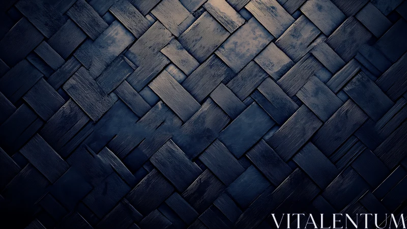 Midnight woven planks glow with quiet geometric drama.