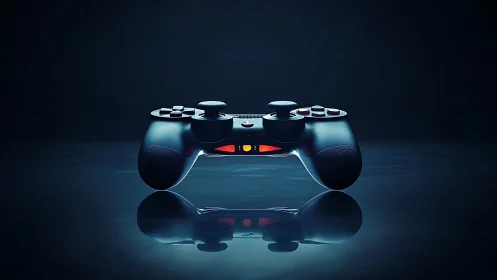 Futuristic Gaming Controller With Illuminated Interface Details.