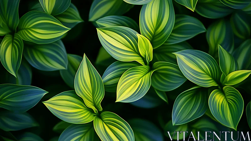 Overlapping green leaves form dense layered plant surface