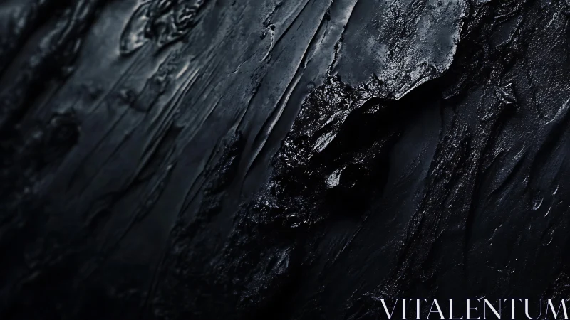 Macro photorealistic black texture with sculpted ridges.