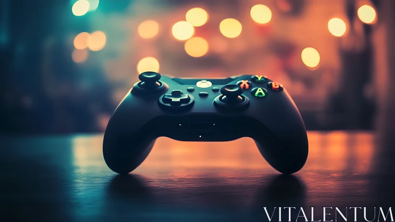 Gaming Controller Rendered Under Cinematic Bokeh Lighting with Atmospheric Depth