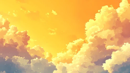 Radiant sunset clouds explode across glowing golden sky.