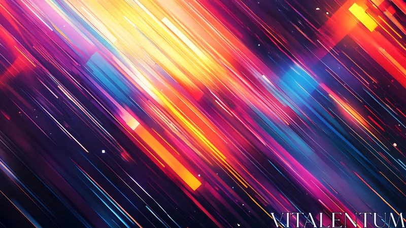 Diagonal multicolor light streaks with neon spectral gradients