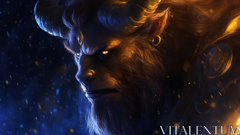 Horned beast warrior rendered in dramatic side lighting